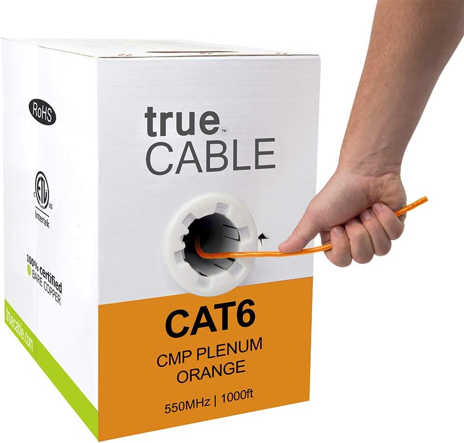 1000ft Black 23AWG 4 Pair Solid Bare Copper Bulk Ethernet Cable C9005
