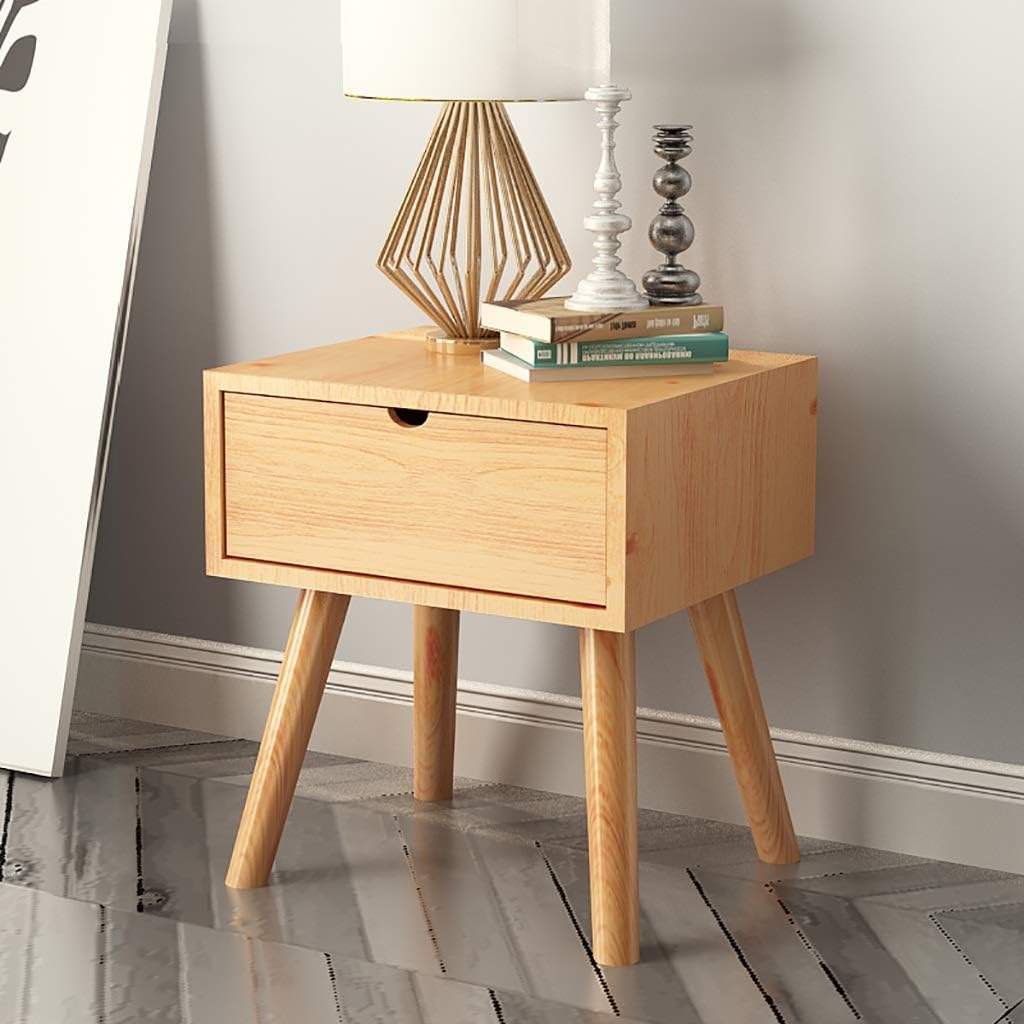Solid Wood Bedside Table with Drawers E647