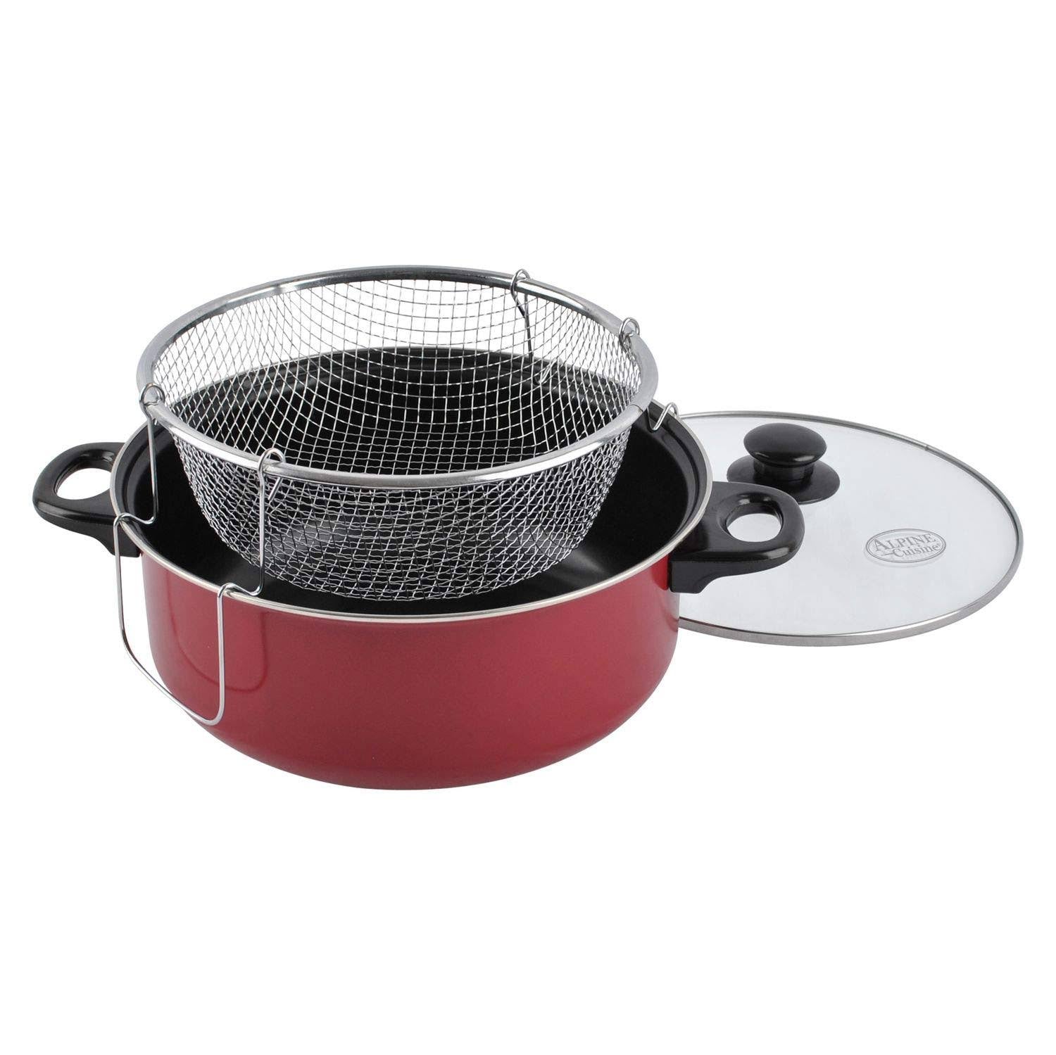 Red 5 Quart Stock Pot with Glass Lid E52441