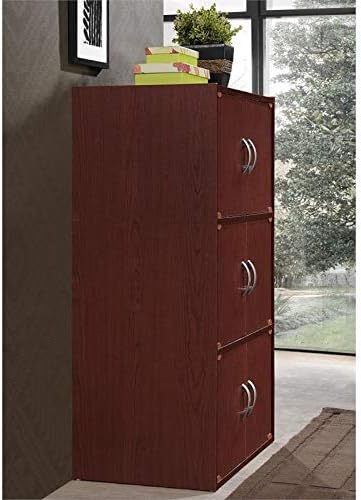 3 Shelf 6 Door Bookcase in Mahogany Q8610