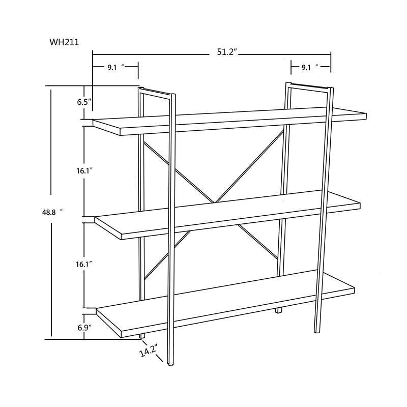 Wood and Metal Etagere Bookcase K709