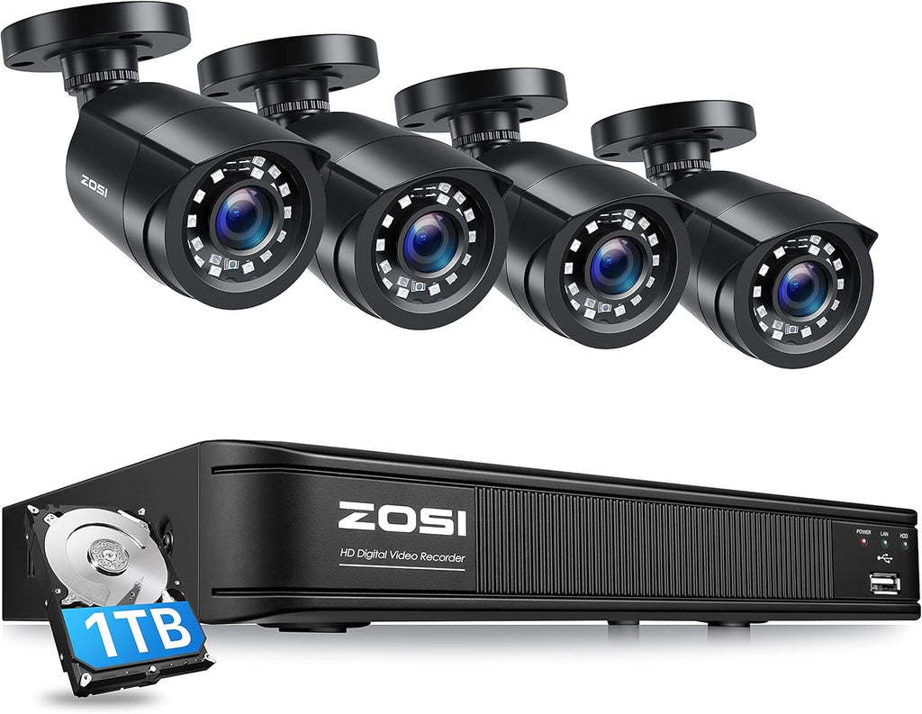 8 Channel 5MP Lite Surveillance DVR with 1TB Hard Drive and 4 x 1080p Weatherproof CCTV Bullet Camera G6242