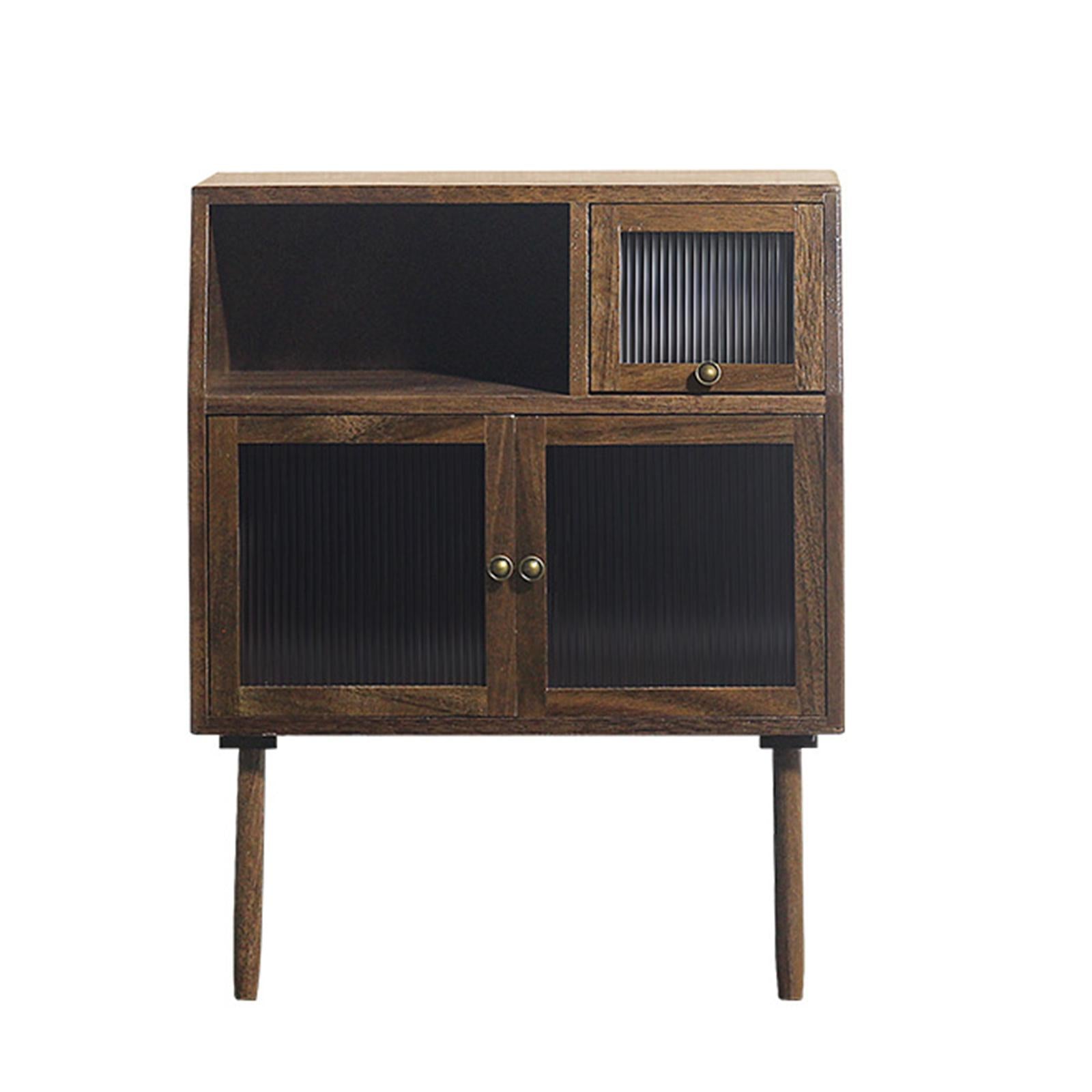 Walnut Cabinets Multipurpose Cupboard for 1/6 1/12 Scale Dollhouse T7822