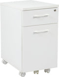 White Mobile File with Hidden Drawer and Castors J8102