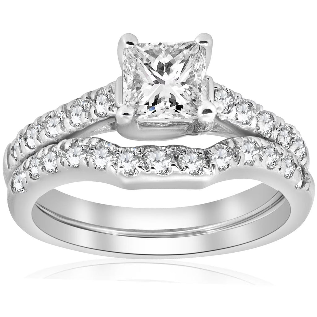 Princess Cut Diamond Engagement Ring Wedding Band Set T6834