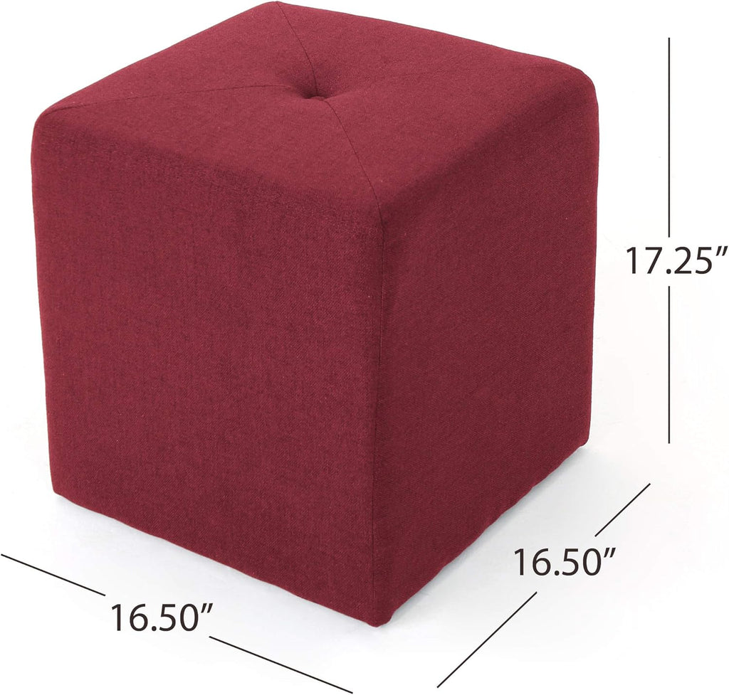 Deep Red Fabric Square Ottoman G875040