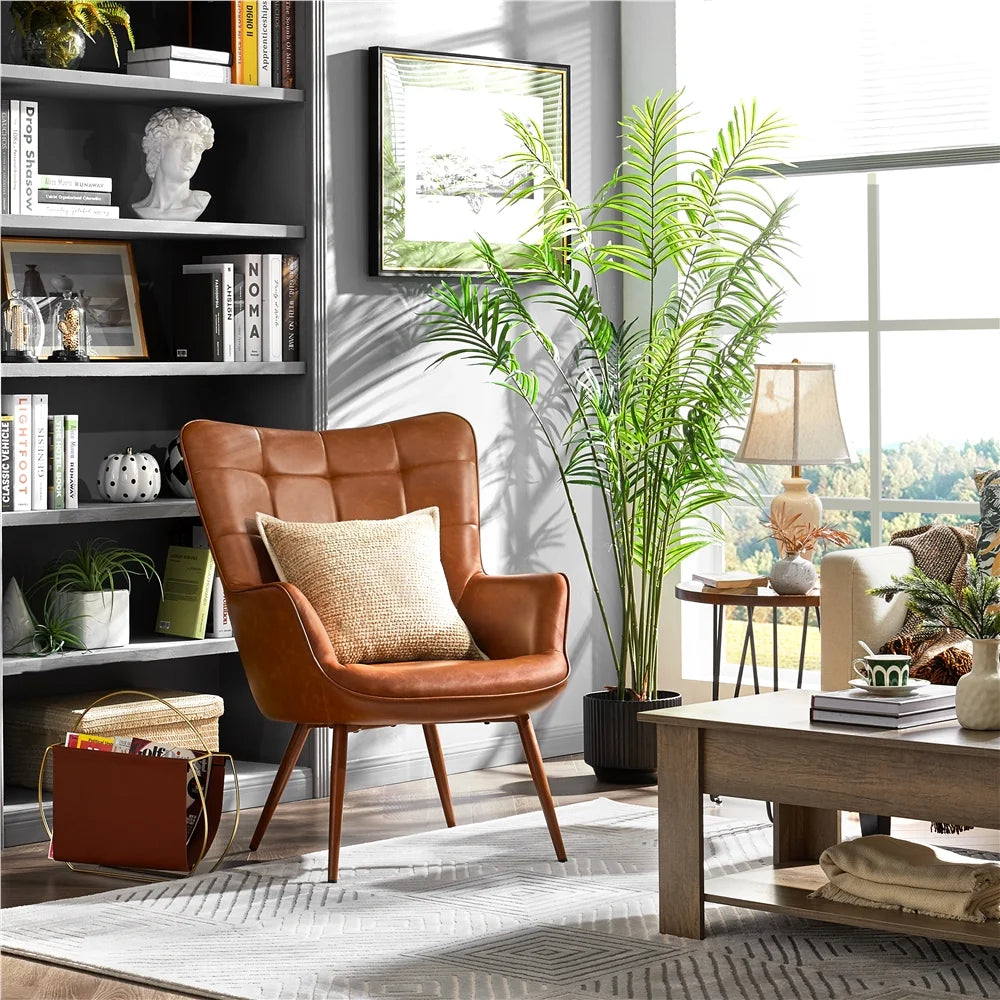 Brown Faux Leather Accent Chair S255865