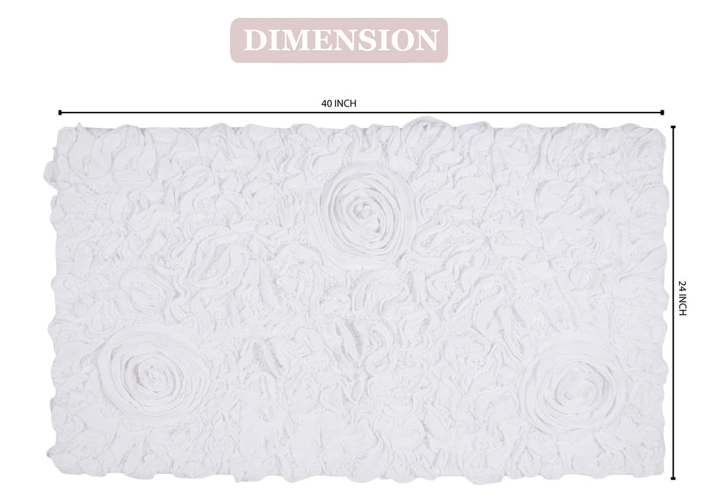 100% Cotton Tufted Bath Rugs, 24"x40" Rectangle, White C3573