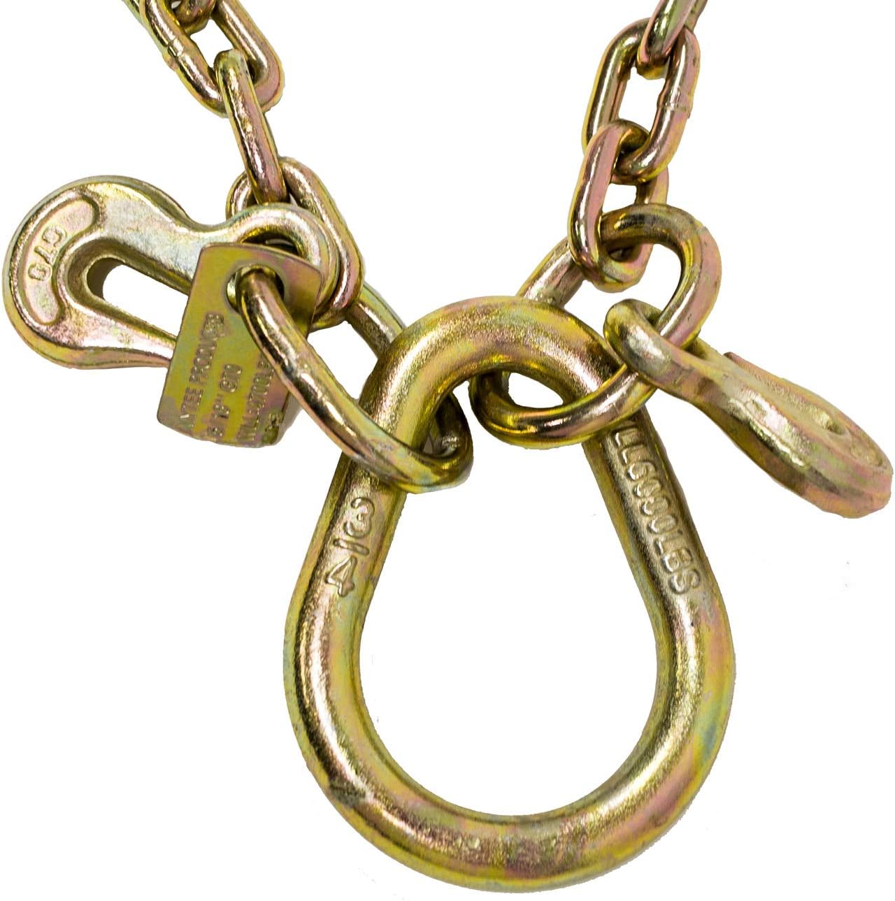 5/16'' x 3' G70 V-Chain Bridle with 8" Medium J Hooks, Grab Hooks 3' Legs O67512