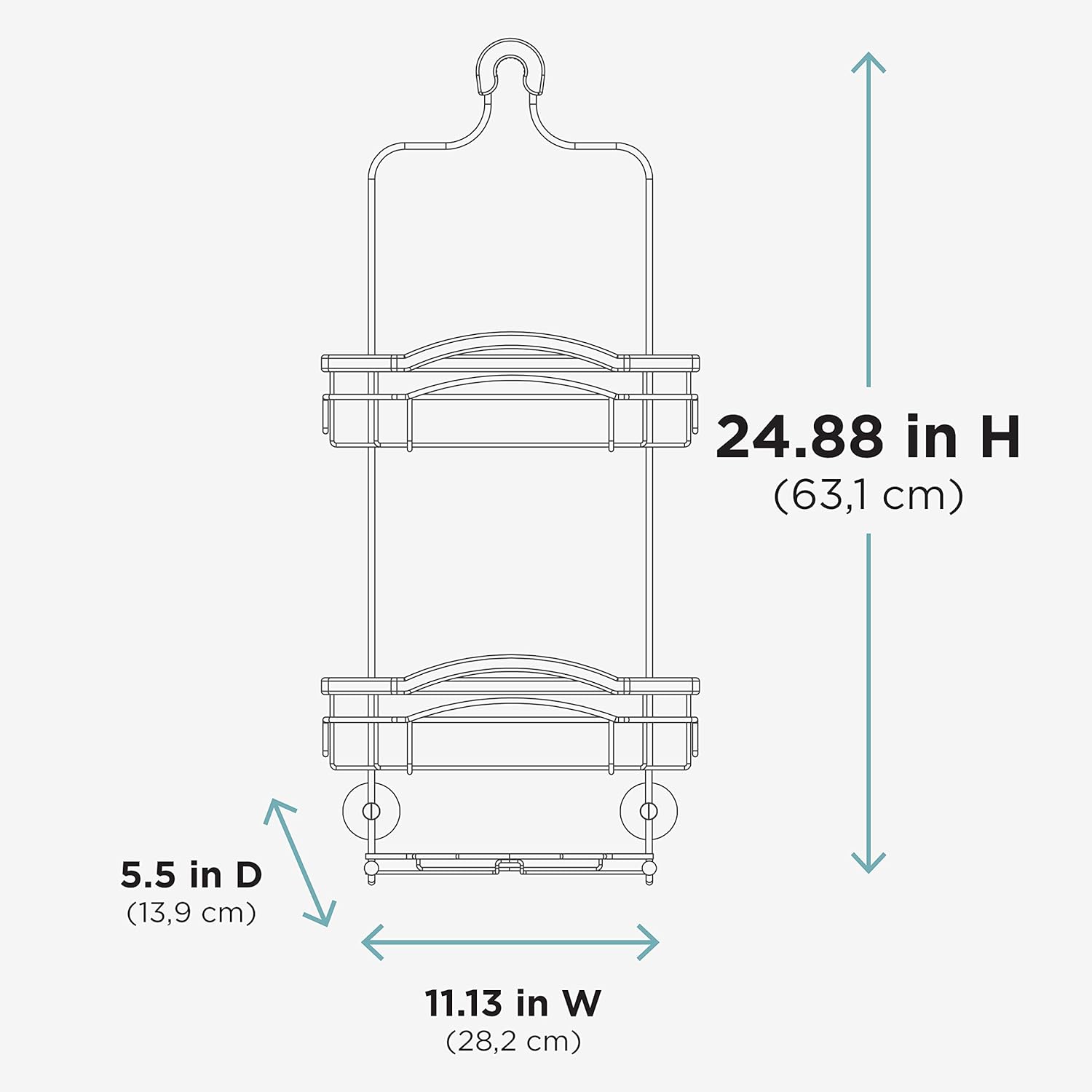 Over-The-Shower Caddy, Stainless Steel, Silver F591597