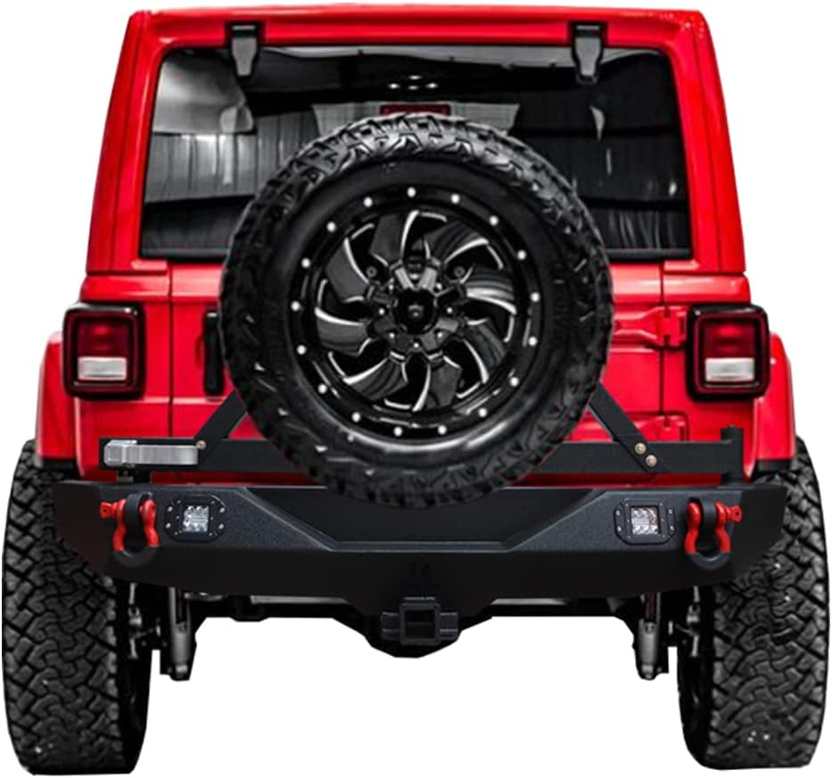 Front and Rear Bumper with LED Lights and Tire Carrier and Winch Plate J6999