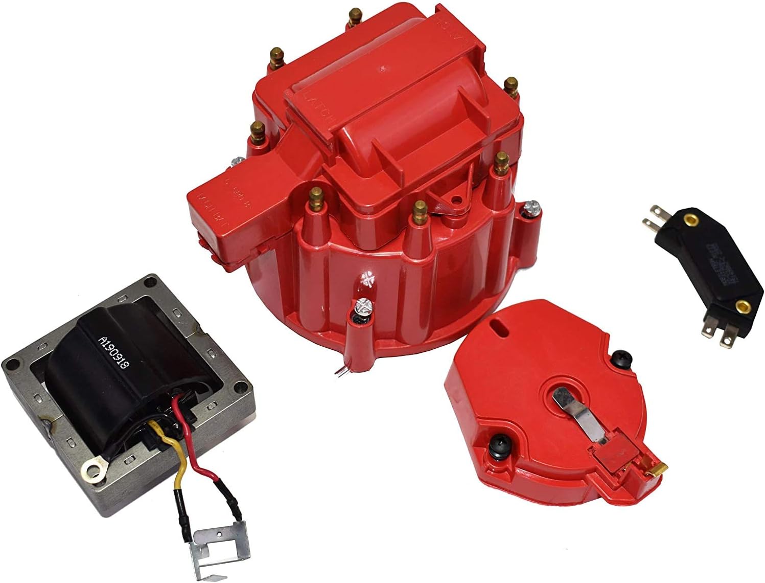 8-Cylinder Male Cap 65k Volt HEI Distributor Tune Up Kit 8.0mm Spark Plug Wires Red Pack of 2 Y21531