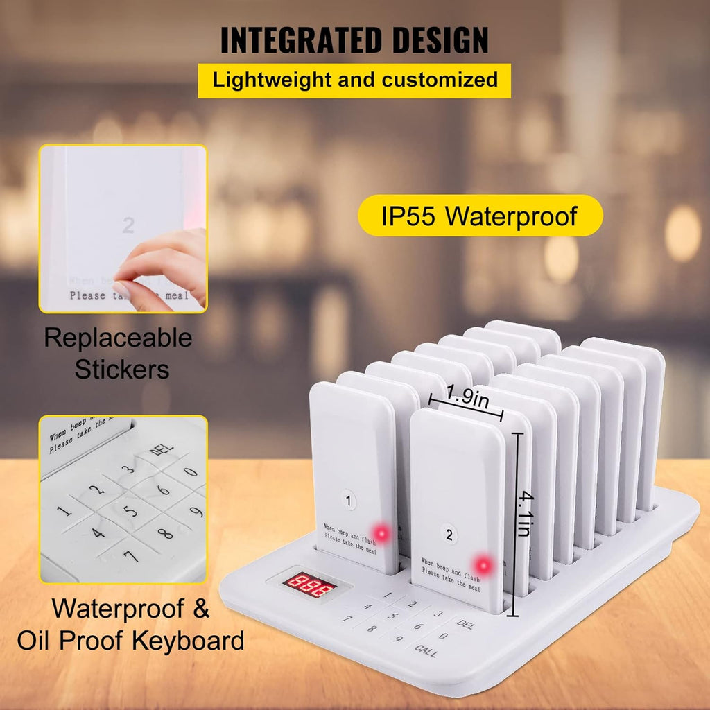 Wireless Paging System with Vibration, Flashing and Buzzer A537