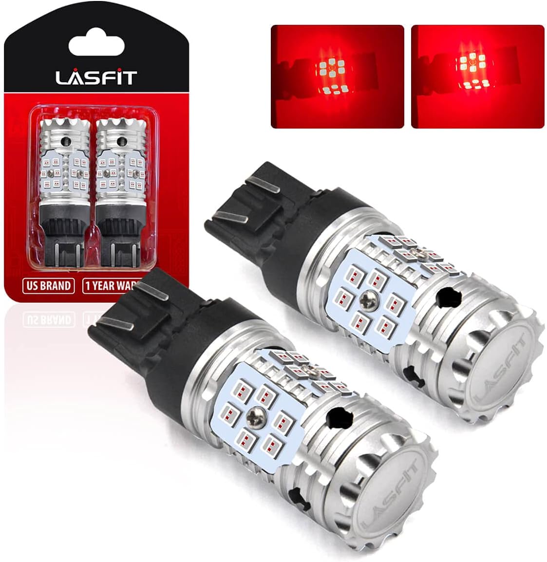 Red 7443 7444 LED Brake Tail Light Bulb (2pcs) N638