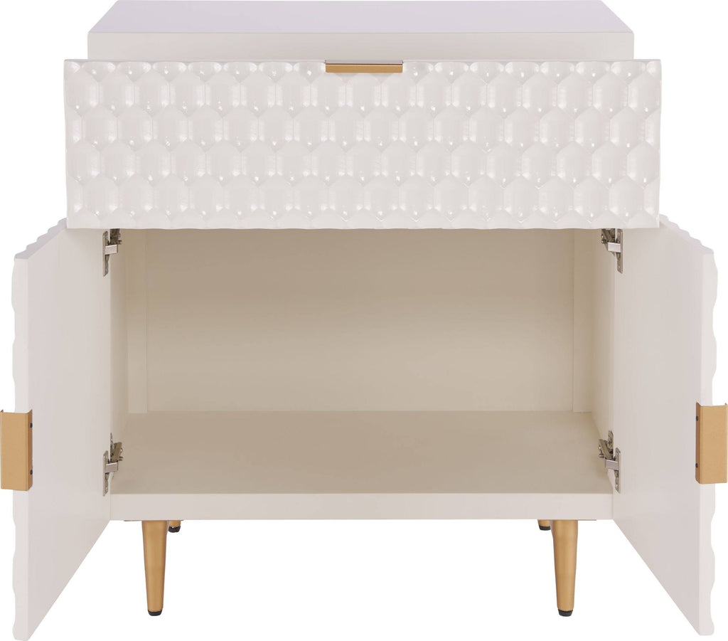 White 1-Drawer Geometric Small Cabinet Z490
