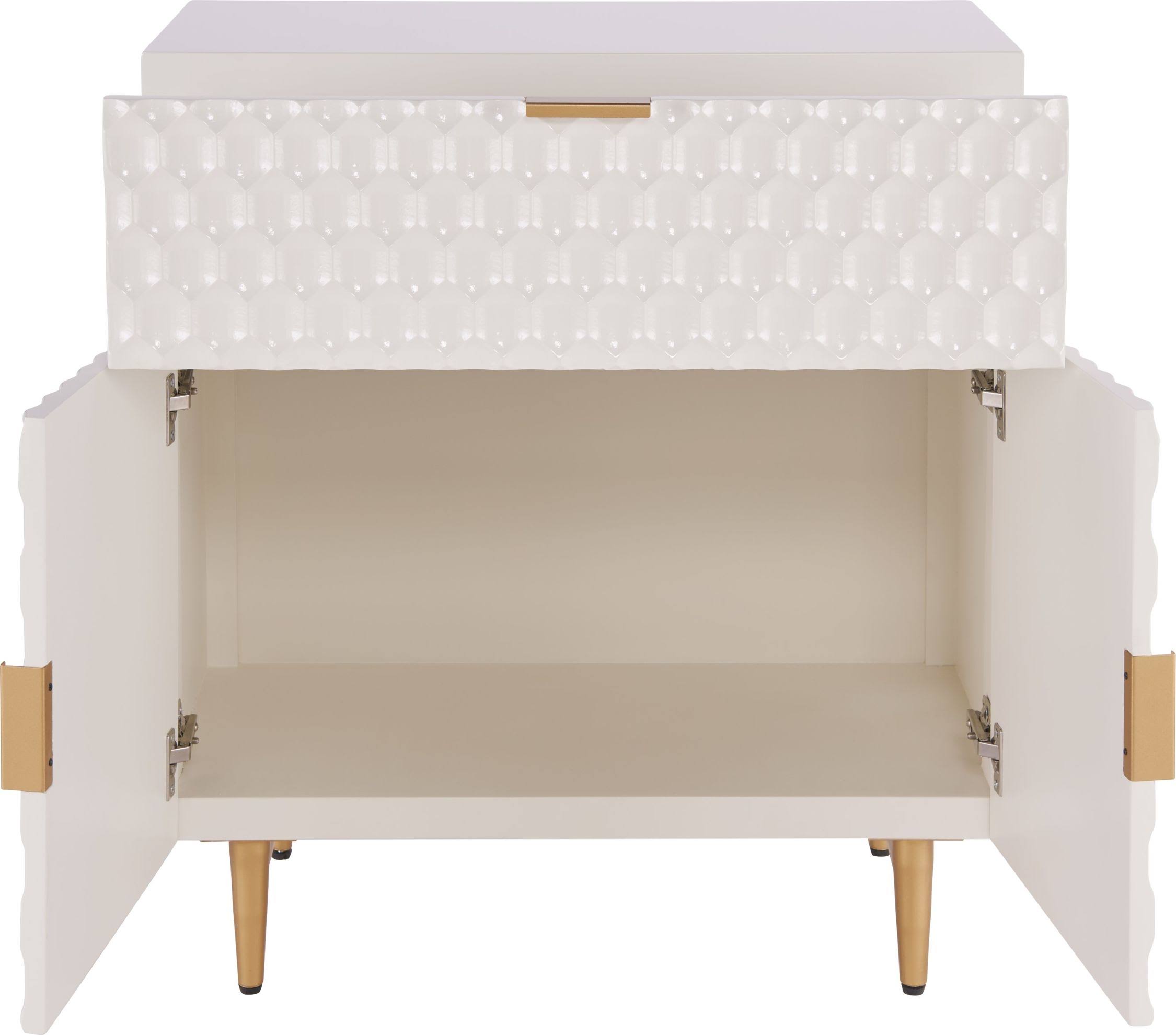 White 1-Drawer Geometric Small Cabinet Z490