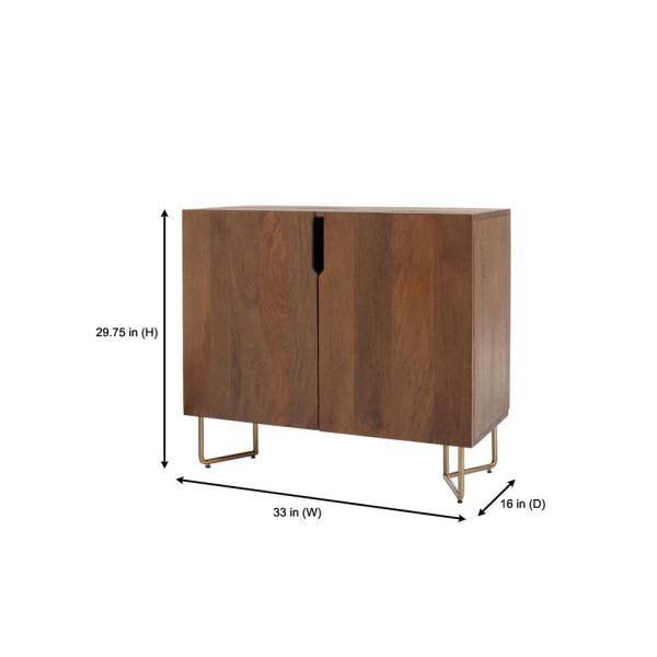 Wood Cabinet with Brass Finish Metal M64493