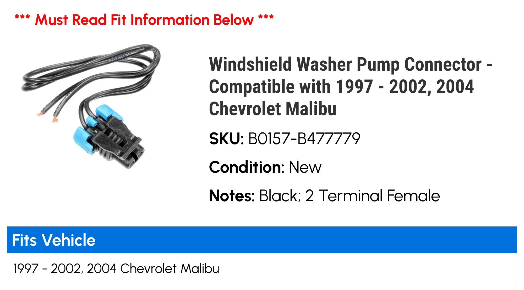 Windshield Washer Pump Connector H4102