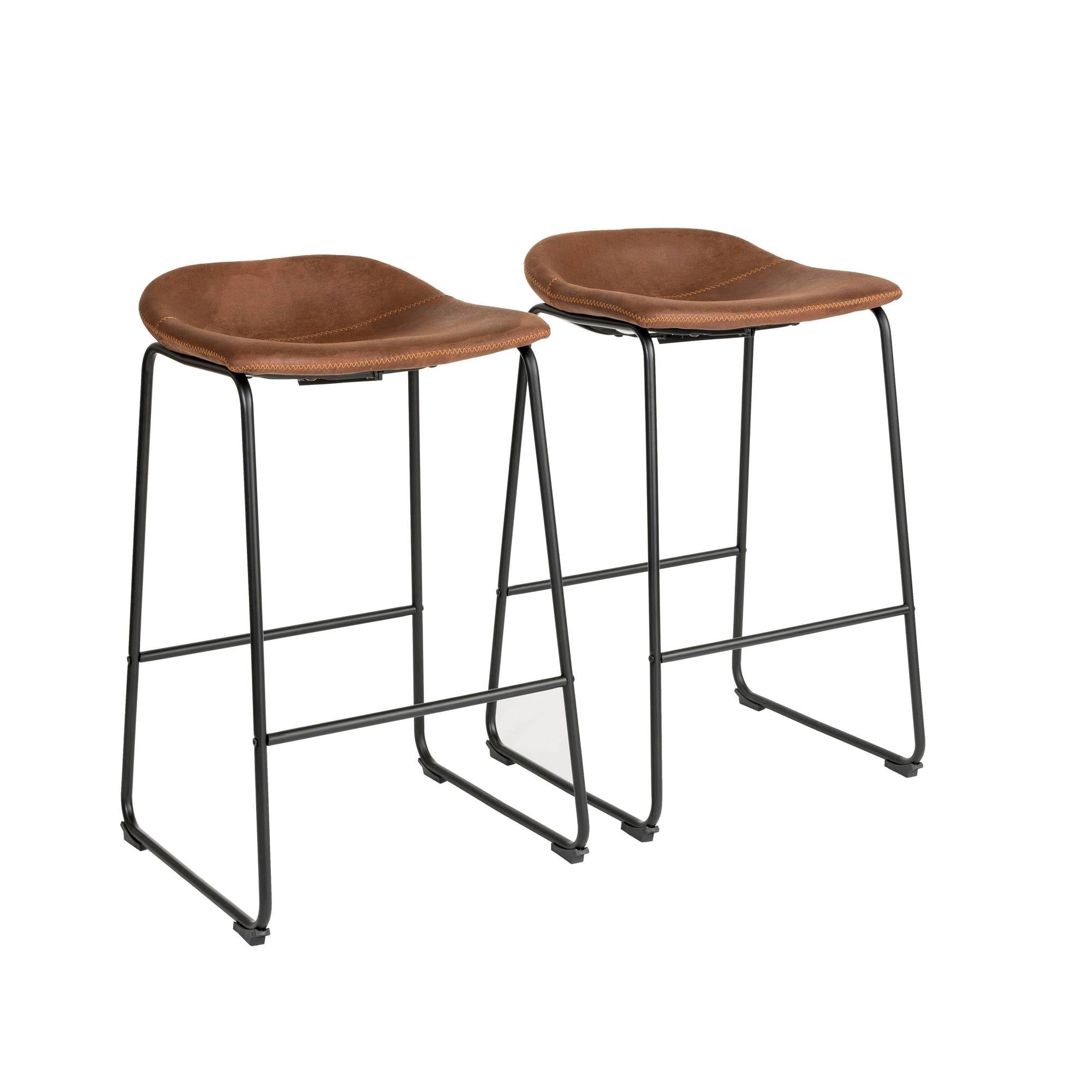 Brown Bar Stool Set of 2 Q391