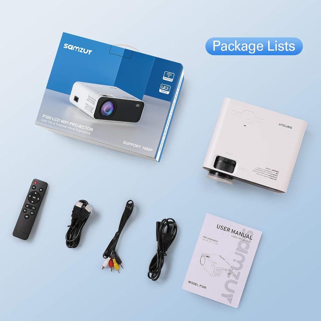 WiFi Mini Projector Portable, 1080P Supported 6000L Brightness 200" Display, Video Projector, Pack of 2 V172410