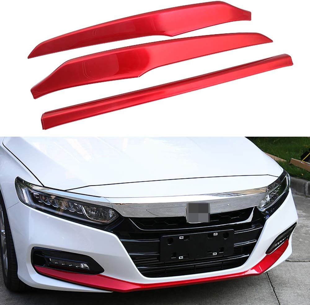 3PCS ABS Front Grille Cover Moulding Trim Front Bumper Lip (carbon fiber) Pack of 2 C16827