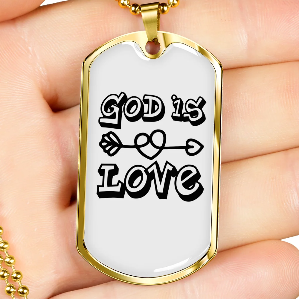 Stainless Steel or 18k Gold Dog Tag Necklace with 24" Chain U960