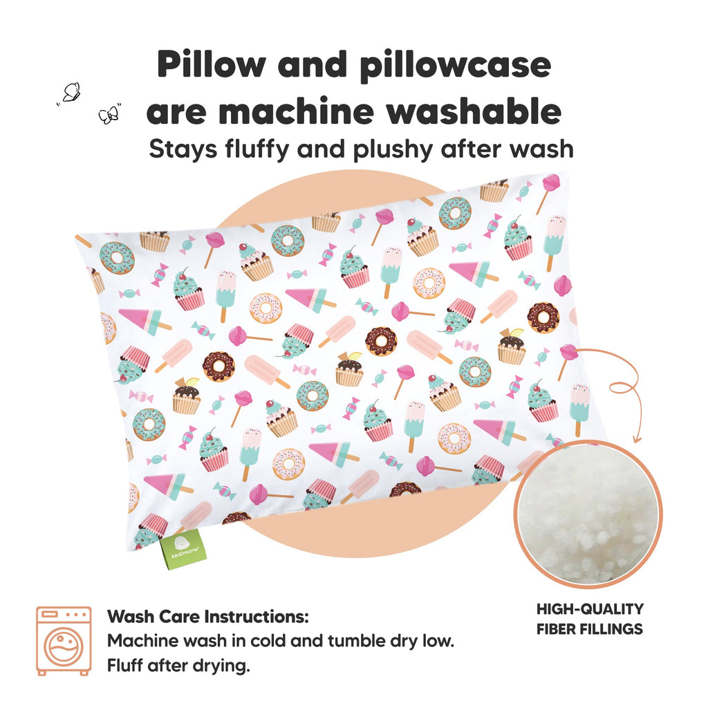 Toddler Pillow with Pillowcase, 13X18 Kids Travel Pillows Q6545