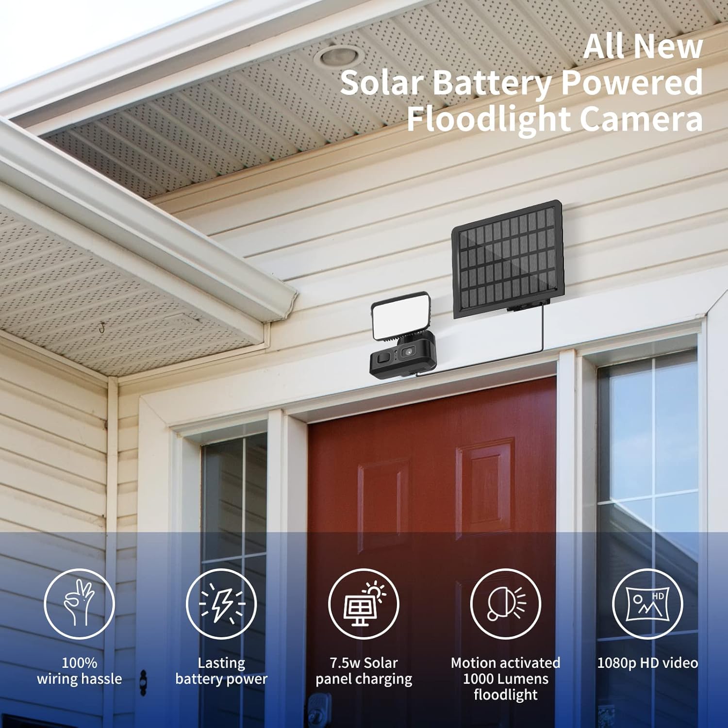 Wireless Solar Battery Powered Outdoor Security Camera with 2-Way Audio V89145