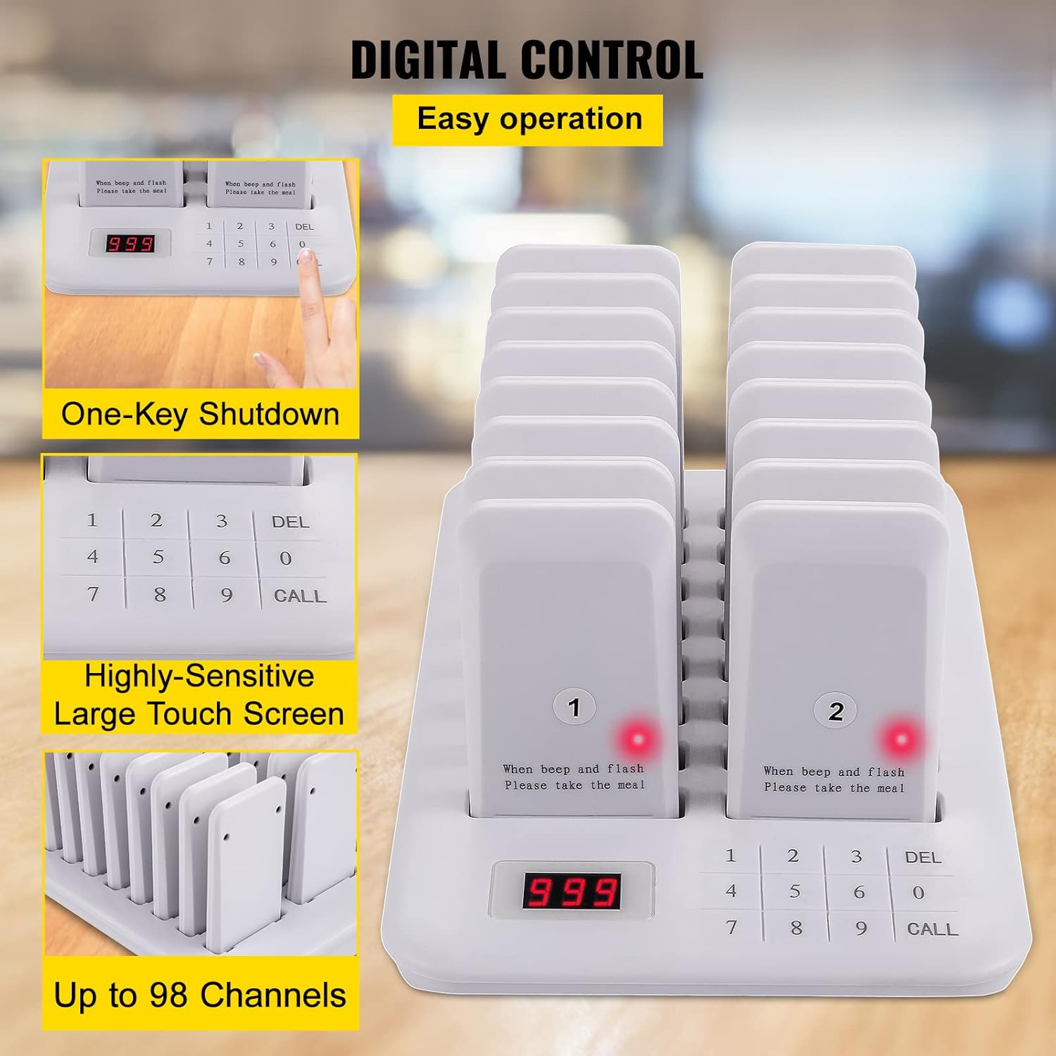 Wireless Paging System with Vibration, Flashing and Buzzer A537