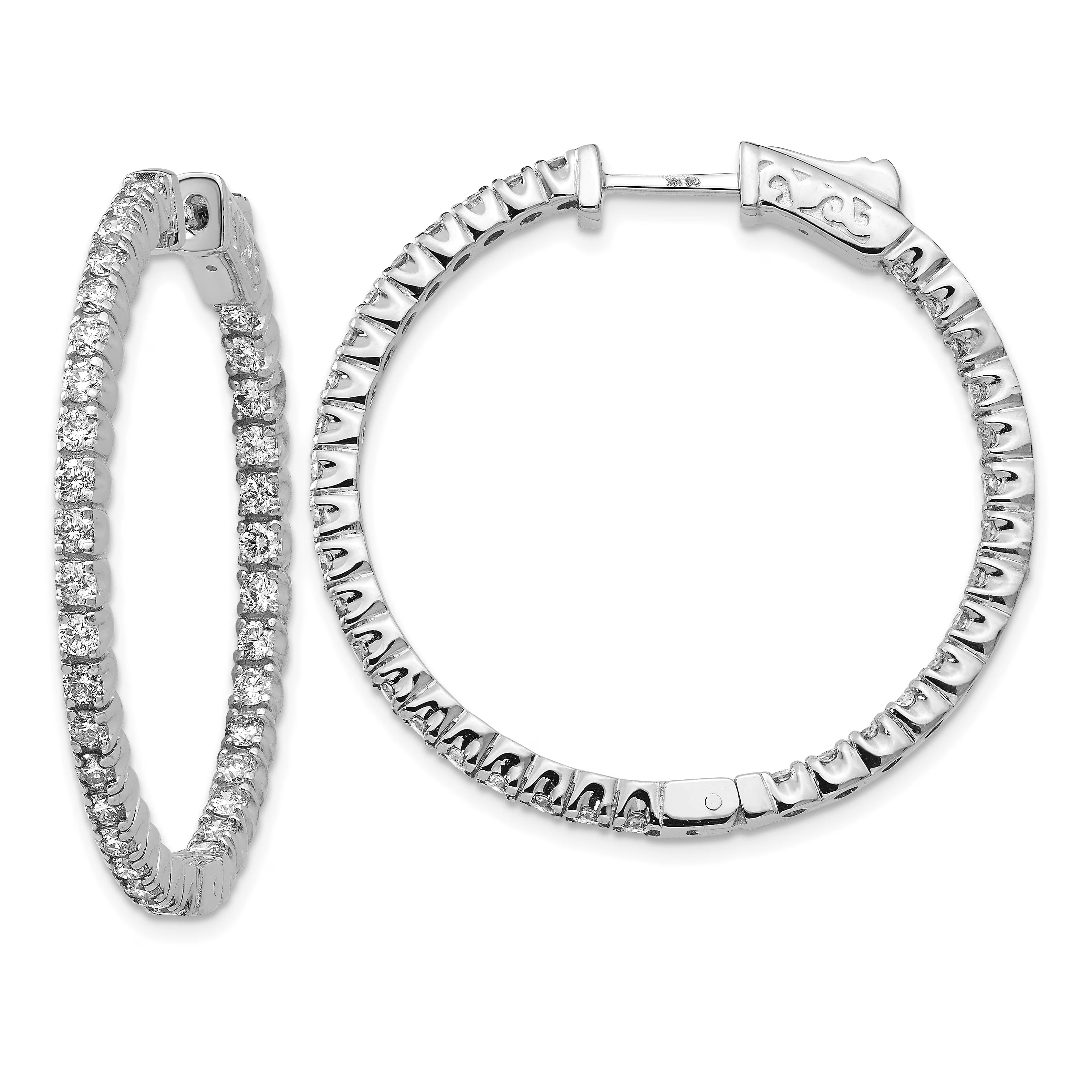 White Gold 2 Carat Lab Grown Diamond Hoop Earrings O2466