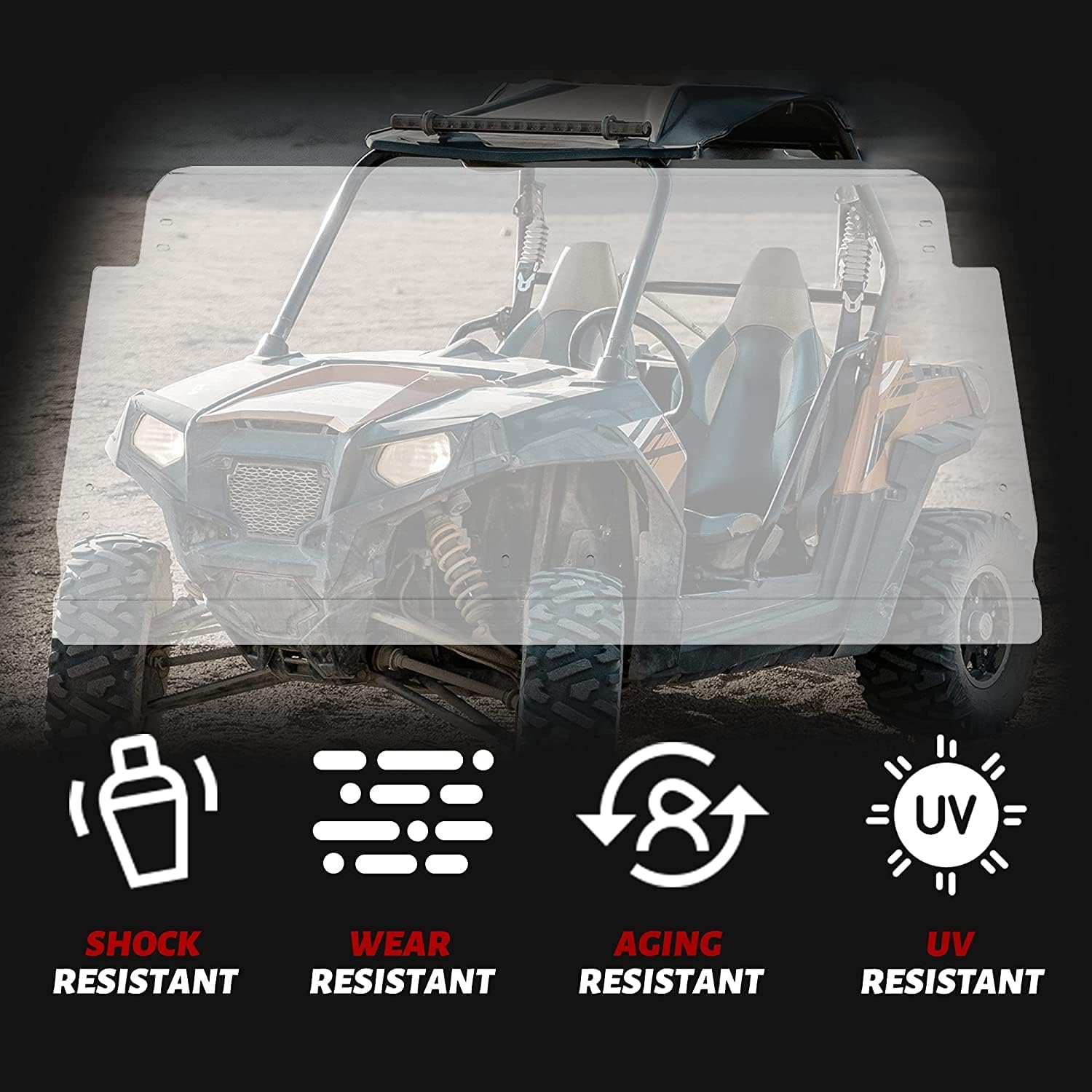 Flip Windshield Compatible with Polaris Ranger 1000 Front 2-in-1 Fold Down Clear Windscreen F667324
