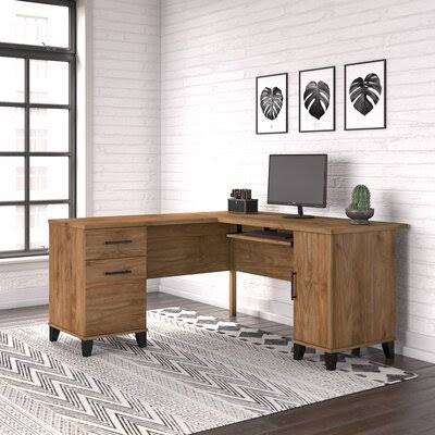 Red Walnut L-Shape Executive Desk F33325