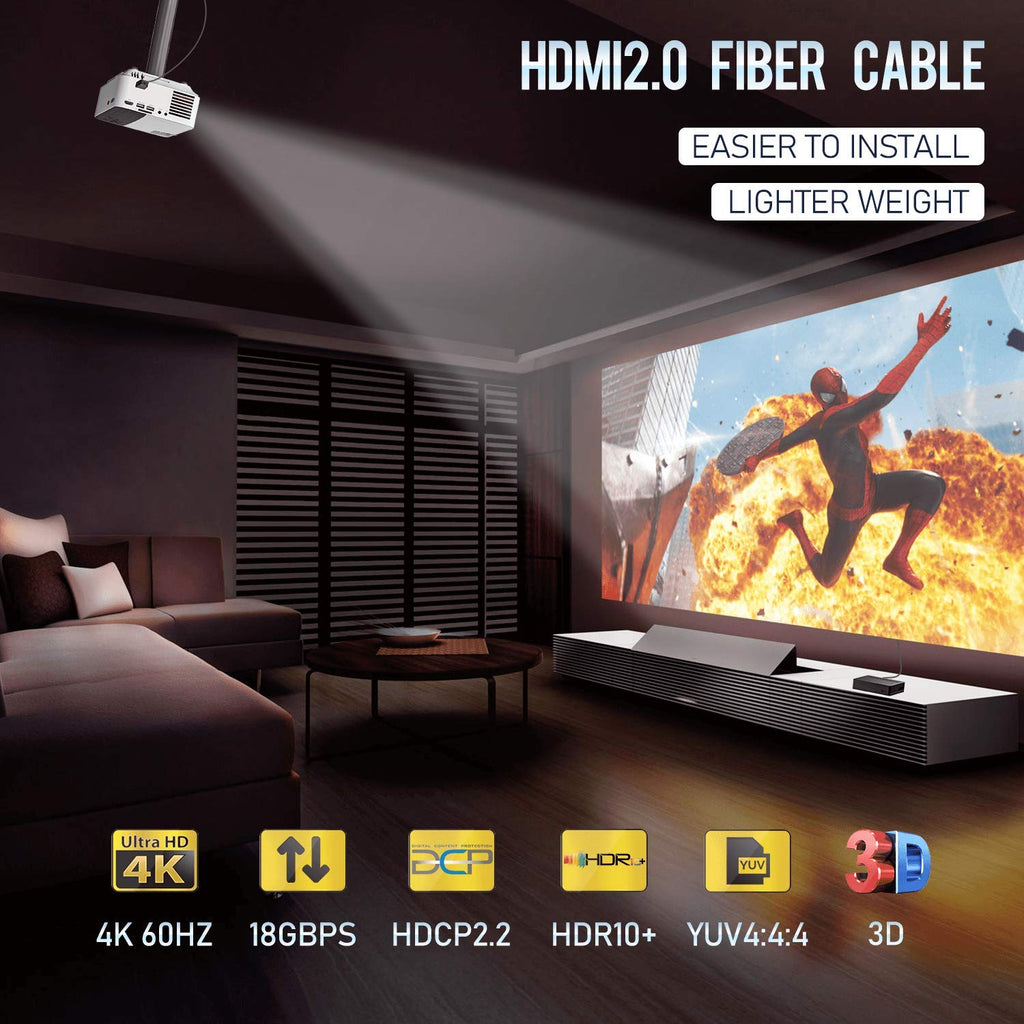 Fiber Optic HDMI Cable 65FT 4K 60FPS HDMI 2.0 18Gbps Active Optical Cable Y50331