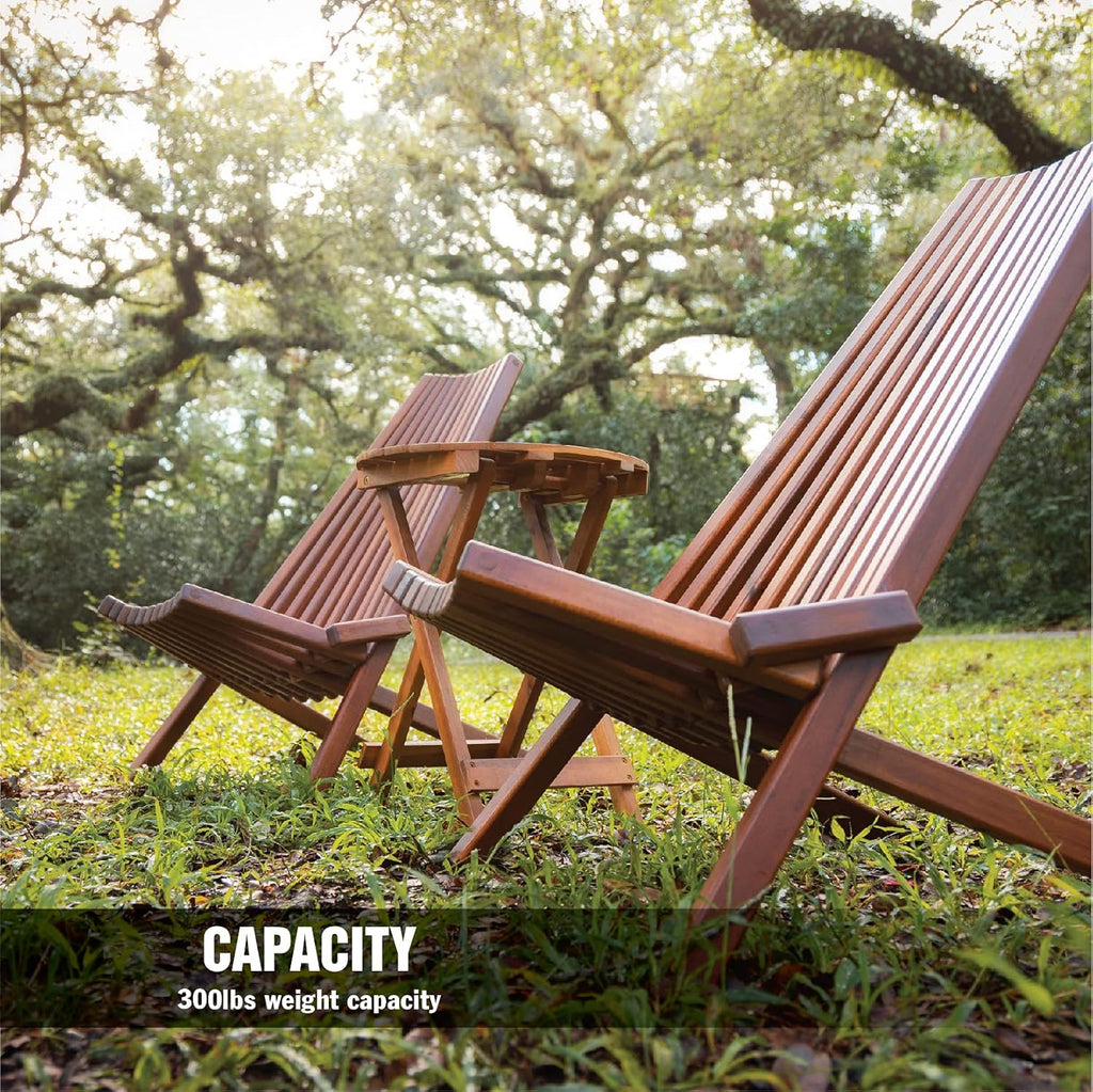 Folding Acacia Wood Outdoor Lounge Chair O392205