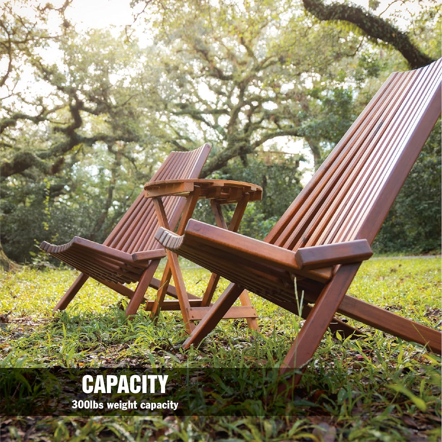 Folding Acacia Wood Outdoor Lounge Chair O392205