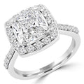 14K White Gold Cushion Cut Diamond Halo Engagement Ring H8220