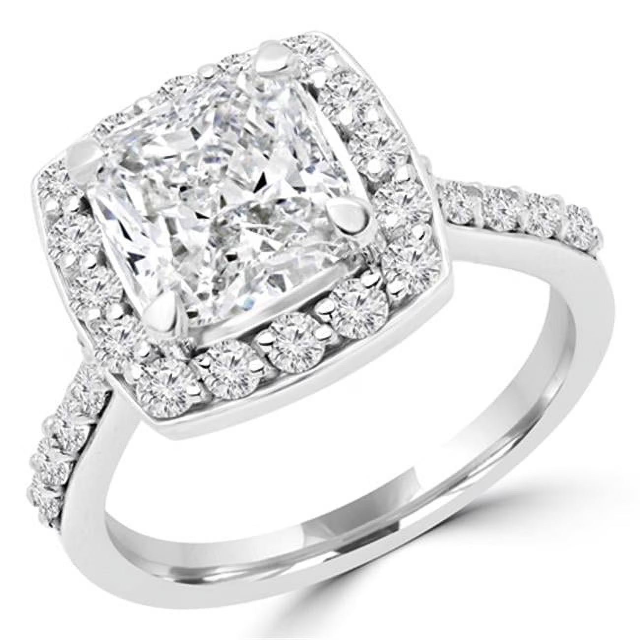 14K White Gold Cushion Cut Diamond Halo Engagement Ring H8220