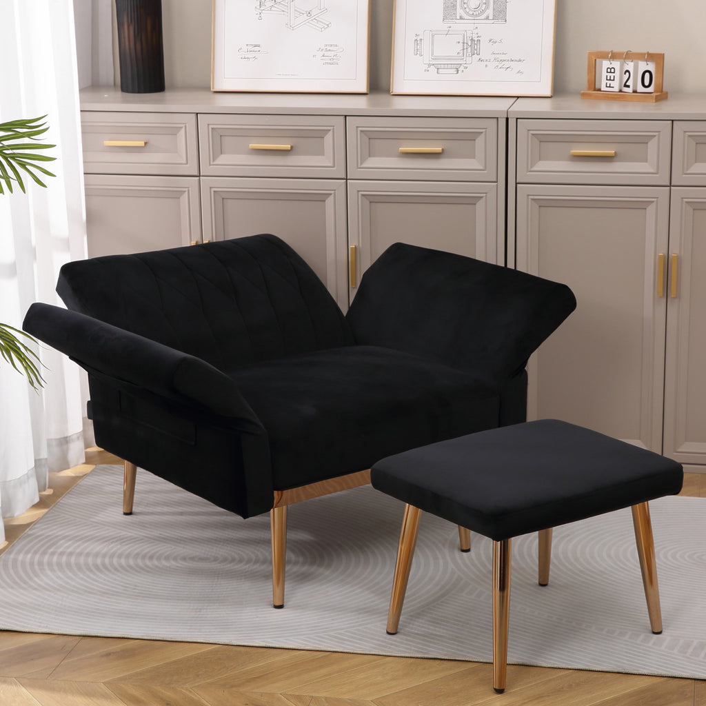 Velvet Accent Chair Set with Ottoman F37685
