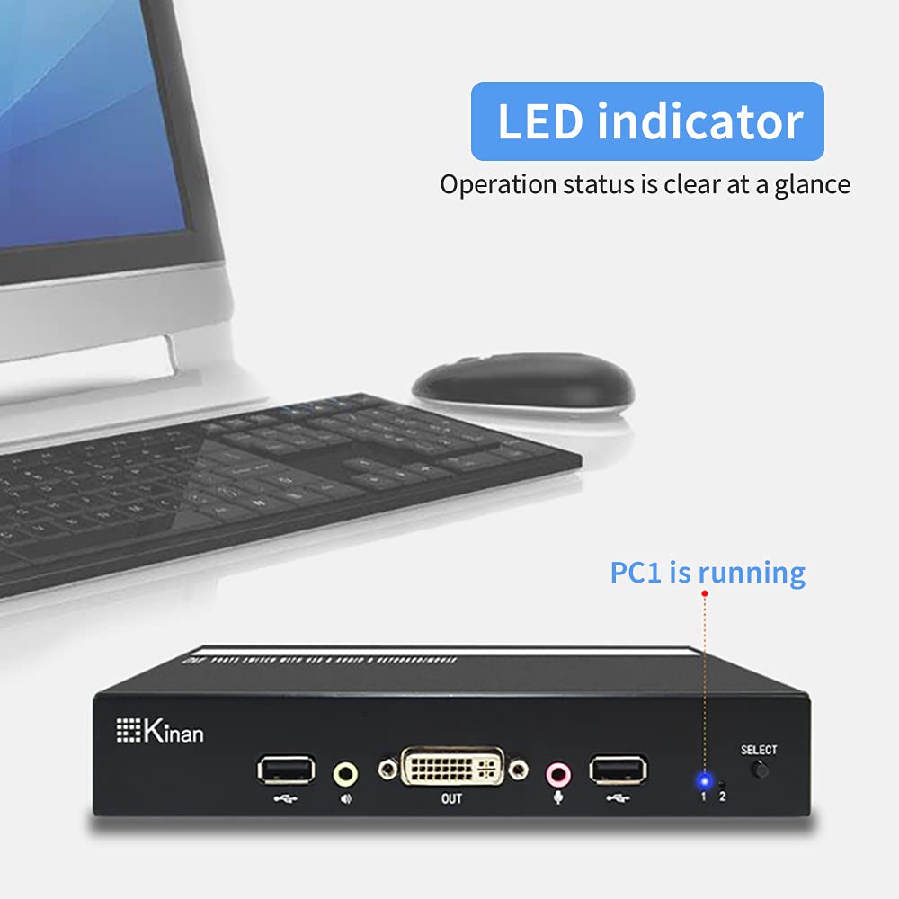 2 Port USB2.0 DVI KVM Switch with Cables, 1920 x 1200@60Hz B699995