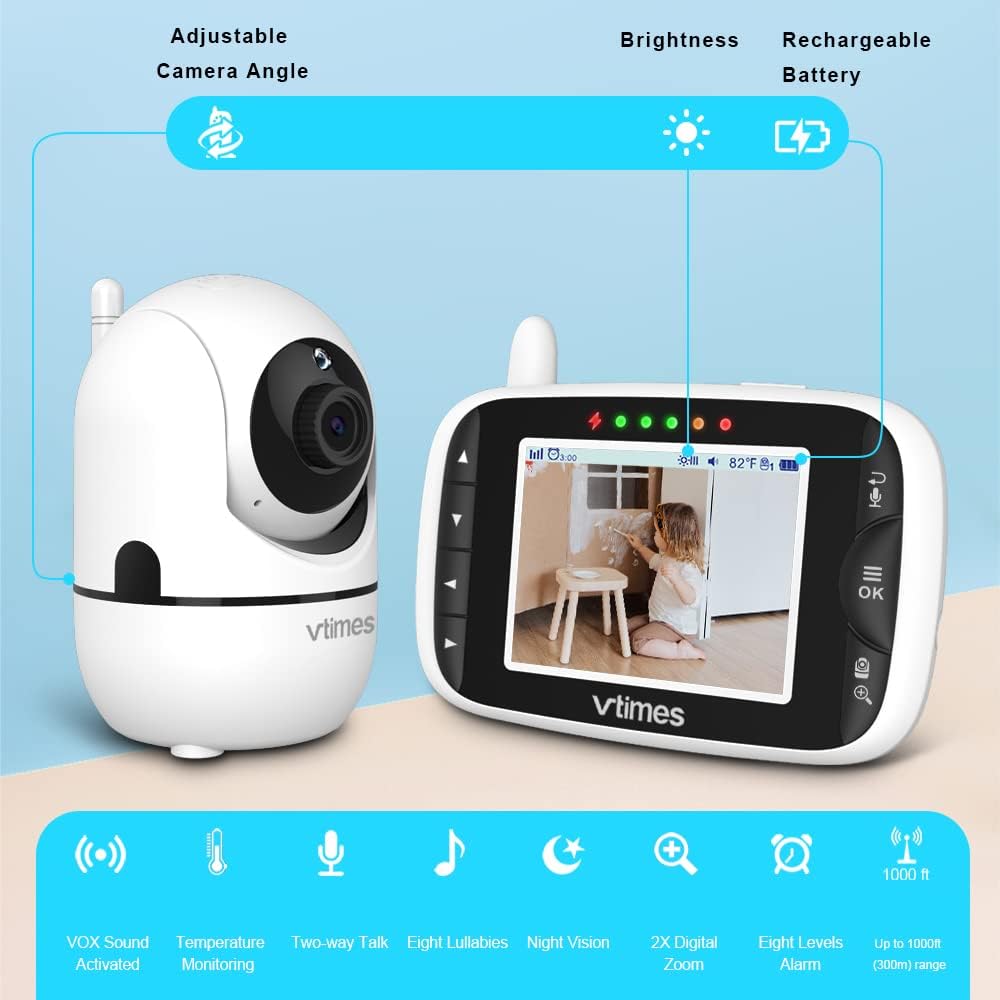 3.2" Color LCD Video Baby Monitor with Camera and Audio M2440