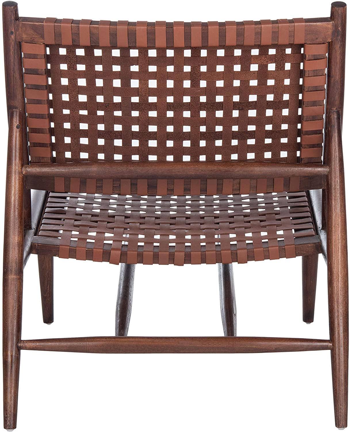 Brown Leather Woven Accent Chair Y972