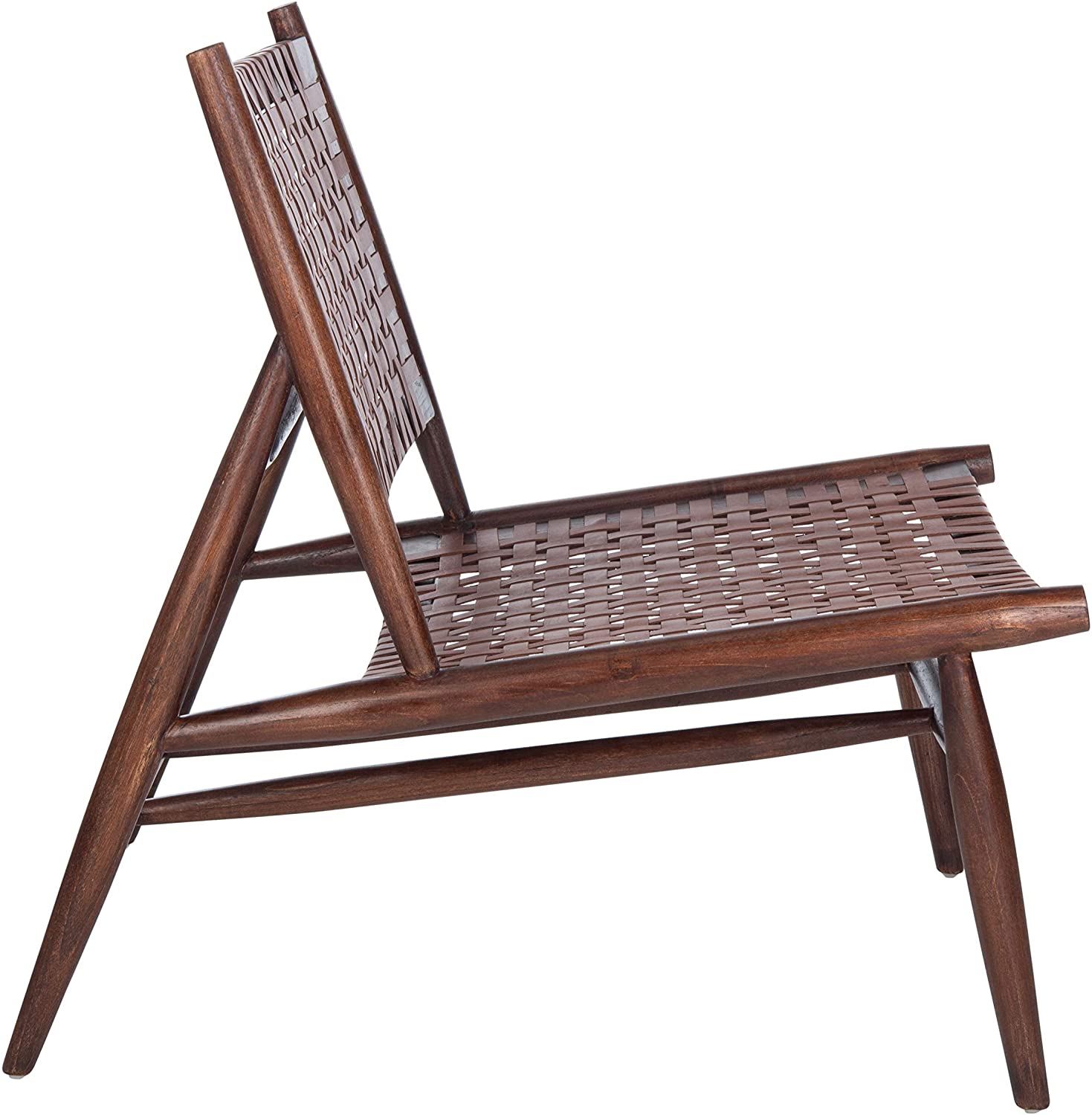 Brown Leather Woven Accent Chair Y972