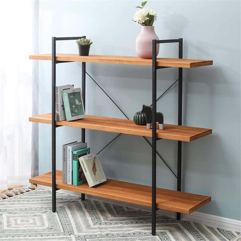 Wood and Metal Etagere Bookcase K709