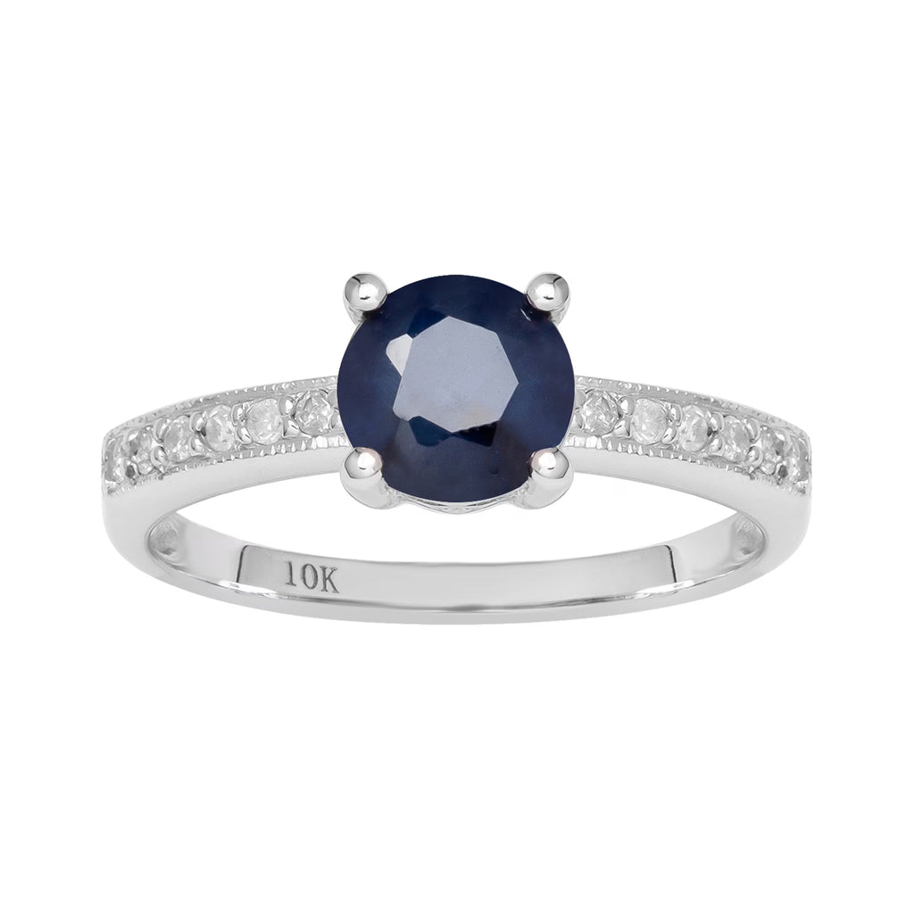10k White Gold Sapphire and Diamond Ring V603049