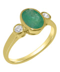 9k Yellow Gold Emerald Diamond Ring P704