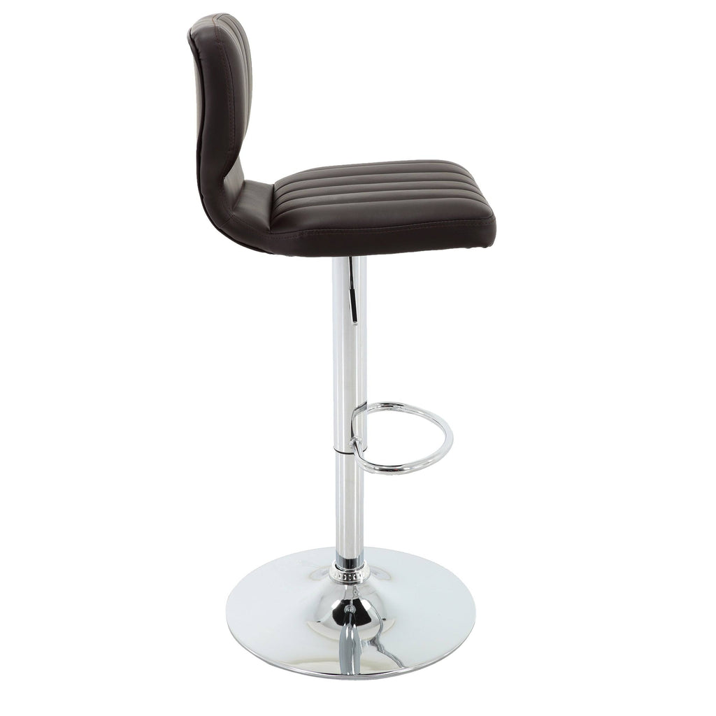 Brown PU Leather Bar Stool Set of 2 Adjustable I1856