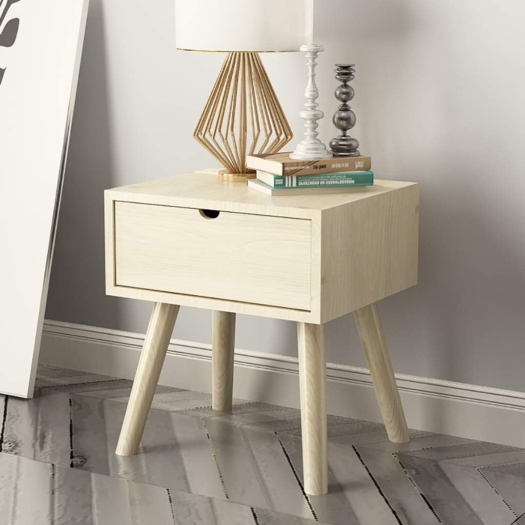 Solid Wood Bedside Table with Drawers E647