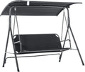 Black 3-Person Outdoor Swing with Adjustable Tilt Canopy D6258
