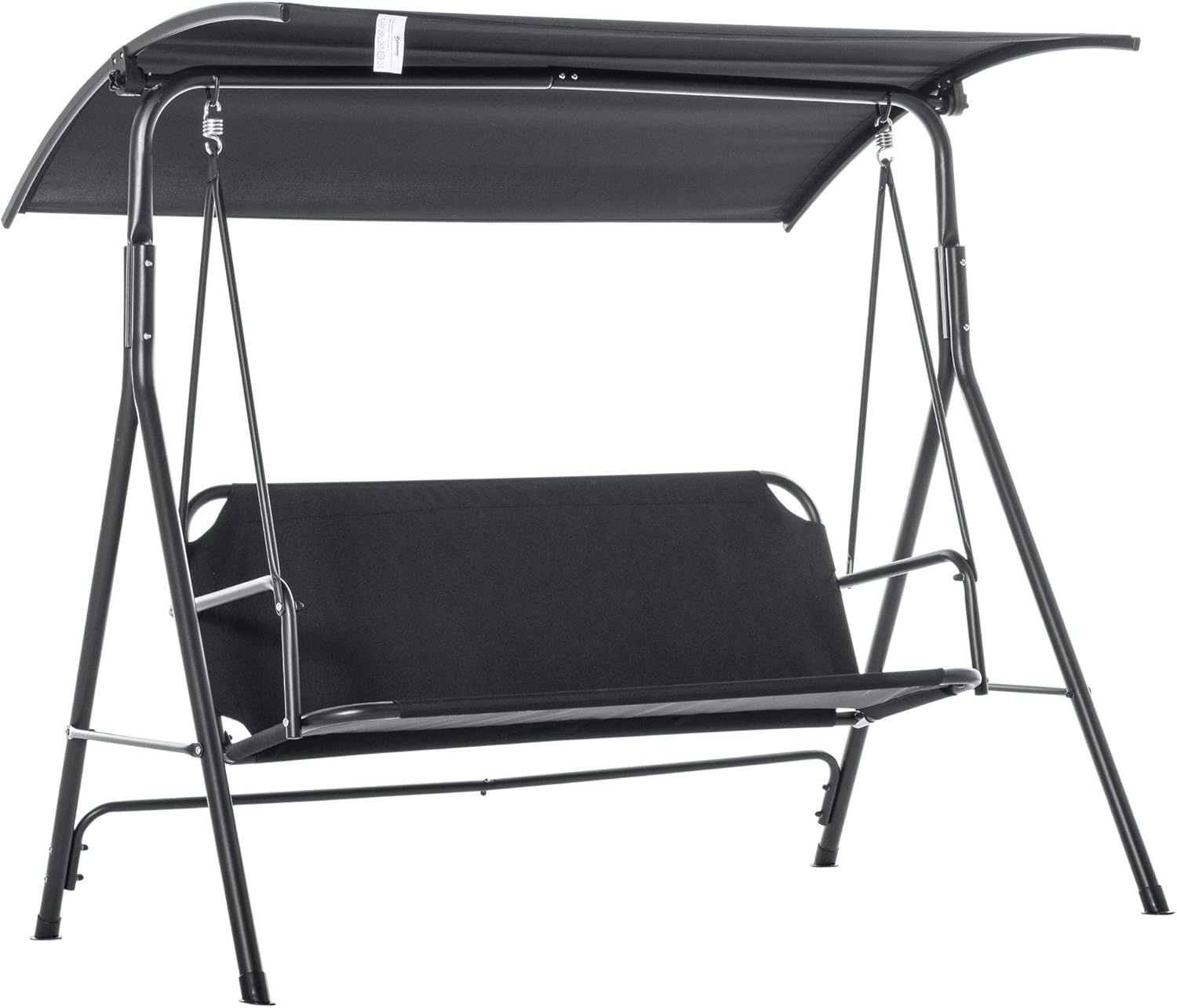 Black 3-Person Outdoor Swing with Adjustable Tilt Canopy D6258