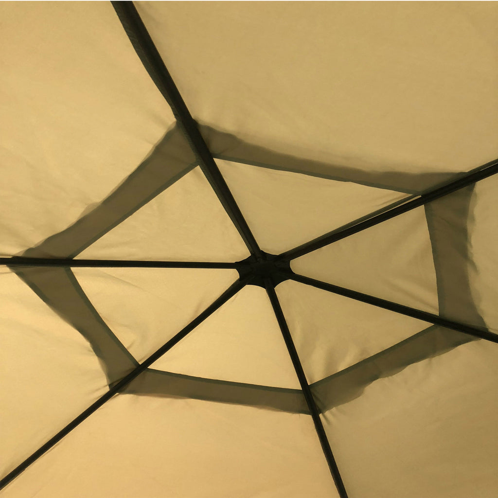 Beige Dark Gray Water Resistant Fabric and Steel Gazebo B85441